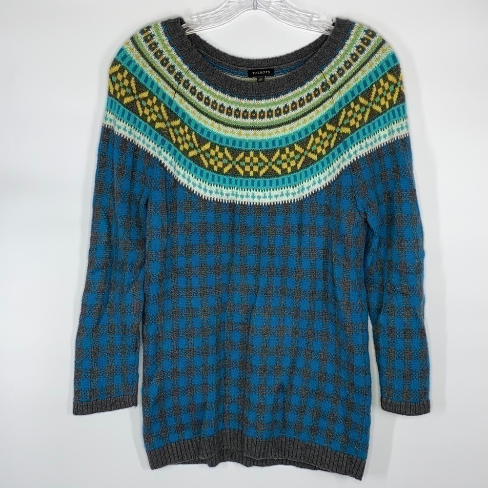 Talbots Icelandic Fair Isle Lambswool Blend Sweater Size Medium